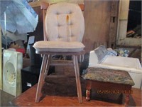 WOODEN CHAIR & FOOTSTOOL