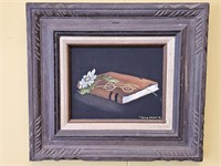 Framed Painting of Journal w/ Daisy & Spectacles