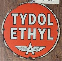 "Tydol Ethyl" Single-Sided Metal Flying A Sign