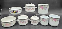 Vintage Floral Enamelware Bowls & Pots Kobe & GMI