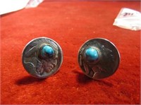 Buffalo head Nickels w/turquoise cufflinks