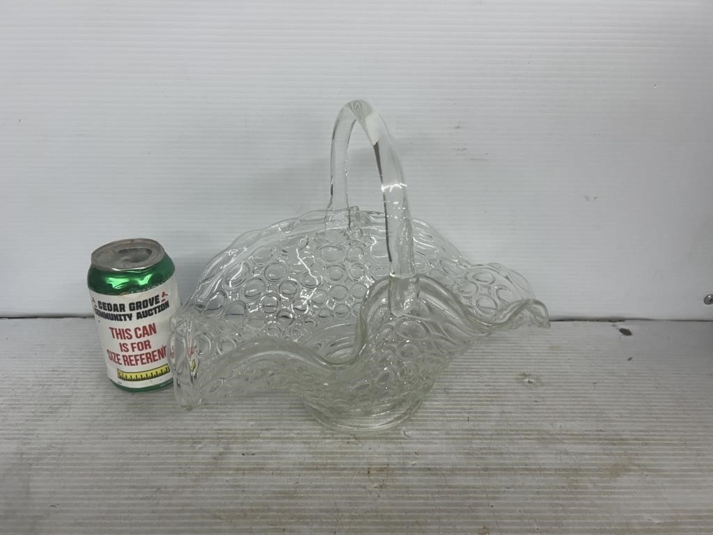 Glass decorative basket bowl