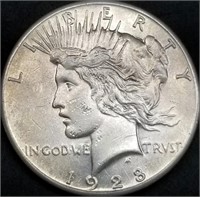 1928-P Peace Silver Dollar, BU Key Date, Nice!