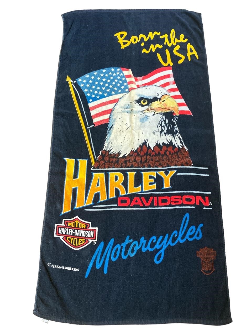 Vintage 1985 Harley Born In The USA Beach Towel