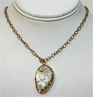 LOVELY GOLD WASHED STERLING SHELL PENDENT W CHAIN