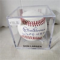 Signed Baseball in Case - Don Larsen 1956