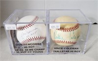 (2) Signed Baseballs in Case - Don Newcombe &