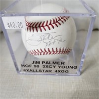 Signed Baseball in Case - Jim Palmer