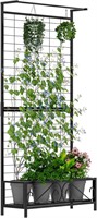 Metal Planter with Trellis  12.8x35.43x74in