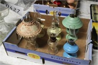 (4) Metal (2) Glass Mini Kerosene Lamps