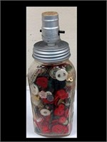 FOR THE SEWING ROOM QT. JAR W/ BUTTONS TABLE LAMP