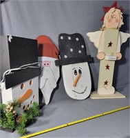 Wooden Christmas Decorations, Two are Lighted
