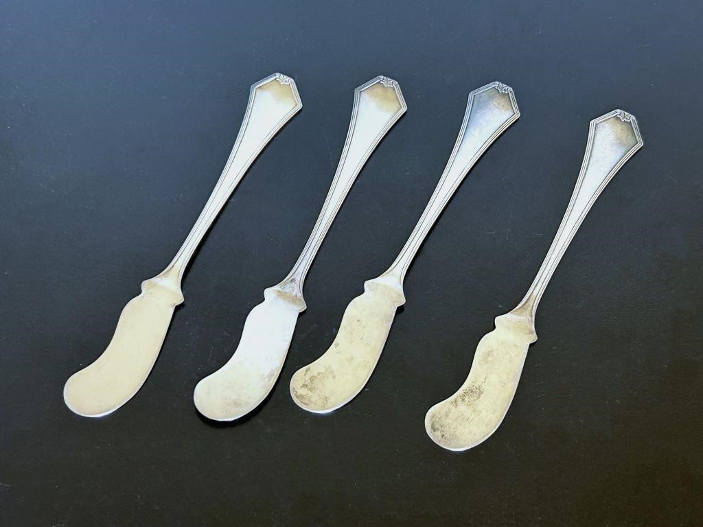 4 Sterling Butter Knives by SAART Brothers