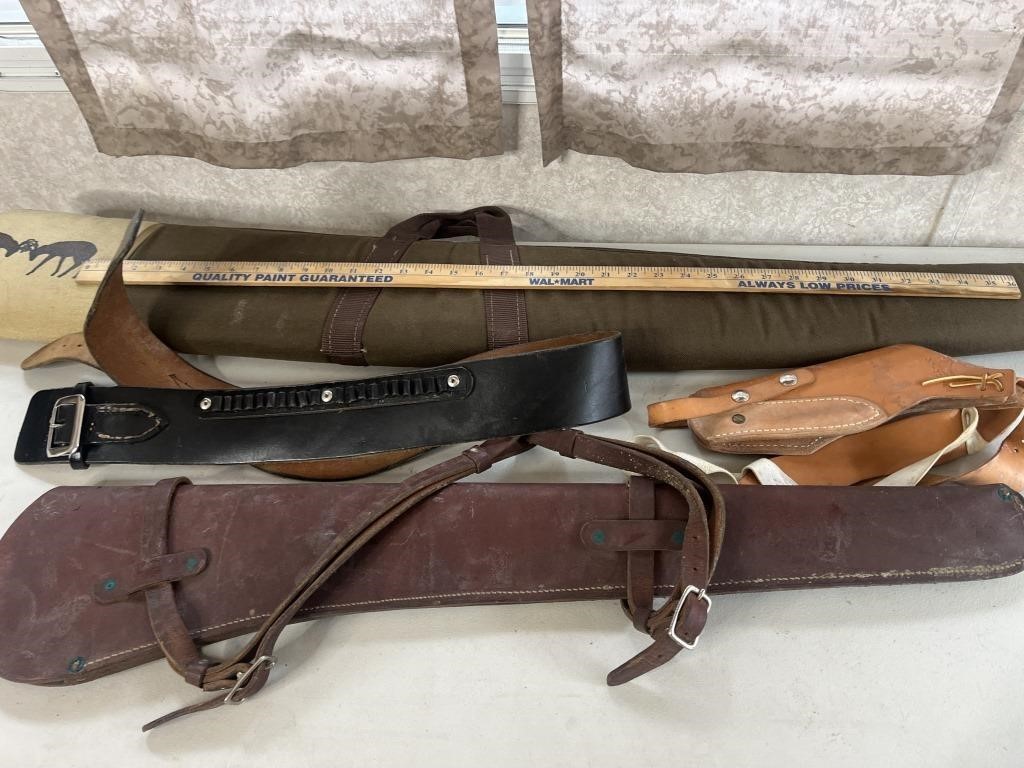 Leather Rifle Scabbard, Gun belt & soft case