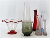 Art GLass Compote & Vases