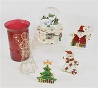 Christmas Snow Globe & Mantel Candle Holders