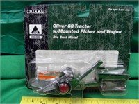 Ertl Oliver Tractor with mounted picker and Wagon