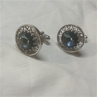 Men's Blue Rivoli Rhinestone Cuff Links