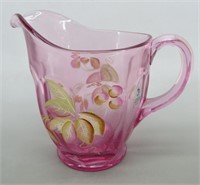 Signed- Hand Painted Pink FENTON Pitcher