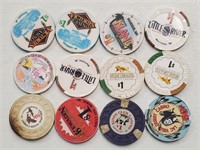 12 Various Michigan State Casino Chips