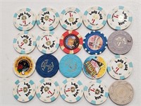 20 Various Las Vegas Nevada Casino Chips