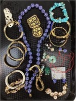 Tray Lot Of Costume Jewelry Necklace, Bracelets