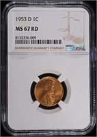 1953-D LINCOLN CENT NGC MS67 RD