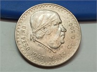 OF) 1947 Mexico silver peso
