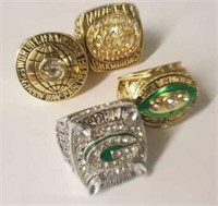 4 Green Bay Packers Commemorative Super Bowl Rings