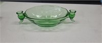 Vintage green depression glass oval dish with