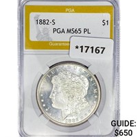 1882-S Morgan Silver Dollar PGA MS65 PL