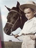A Framed Photo Little Cowboy w/ His Horse