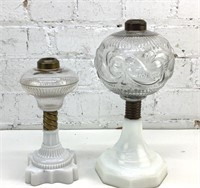 11&8" victorian clear and white oil lamps