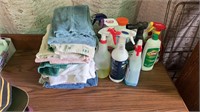 Cleaning supplies and towels/rags