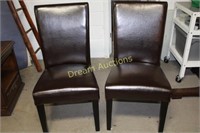 2 Leather Like Tall Back Chairs