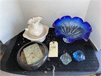 BEAUTIFUL COBALT BLUE TO CLEAR BOWL AND MORE
