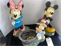 MICKEY AND MINNIE MOUSE GARDEN STATUES AND PLANTER