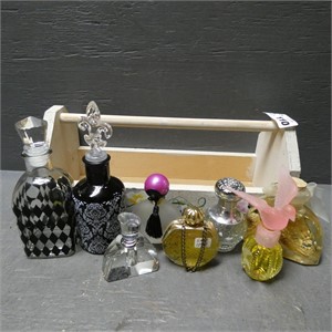 Assorted Perfume Bottles w/ Hand Painted Tray