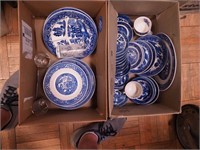Two boxes Blue Willow china