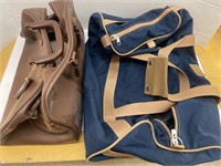Two duffel bags. Older bag is genuine cowhide.