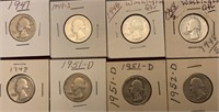 Washington Silver Quarters 1947-1952