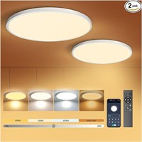 2PACK Flush Mount Ceiling Light with Remote, 12in