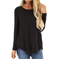 R3845  SWQZVT Crew Neck Top Casual Spring Tunic, S