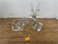 2 leaded crystal glass figures