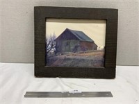 Vintage Barn Scene w/ Barn Wood Frame