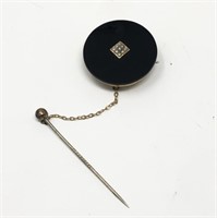 1864 Round Pin Black Pearls Gold Filled