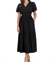 New Women’s XL Puff Sleeve Maxi Dress 

French