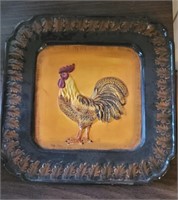 Ceramic square Rooster platter