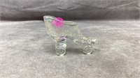 Smith Iridescent Clear Daisy & Button Glass Shoe