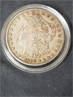 1892 S Morgan silver dollar